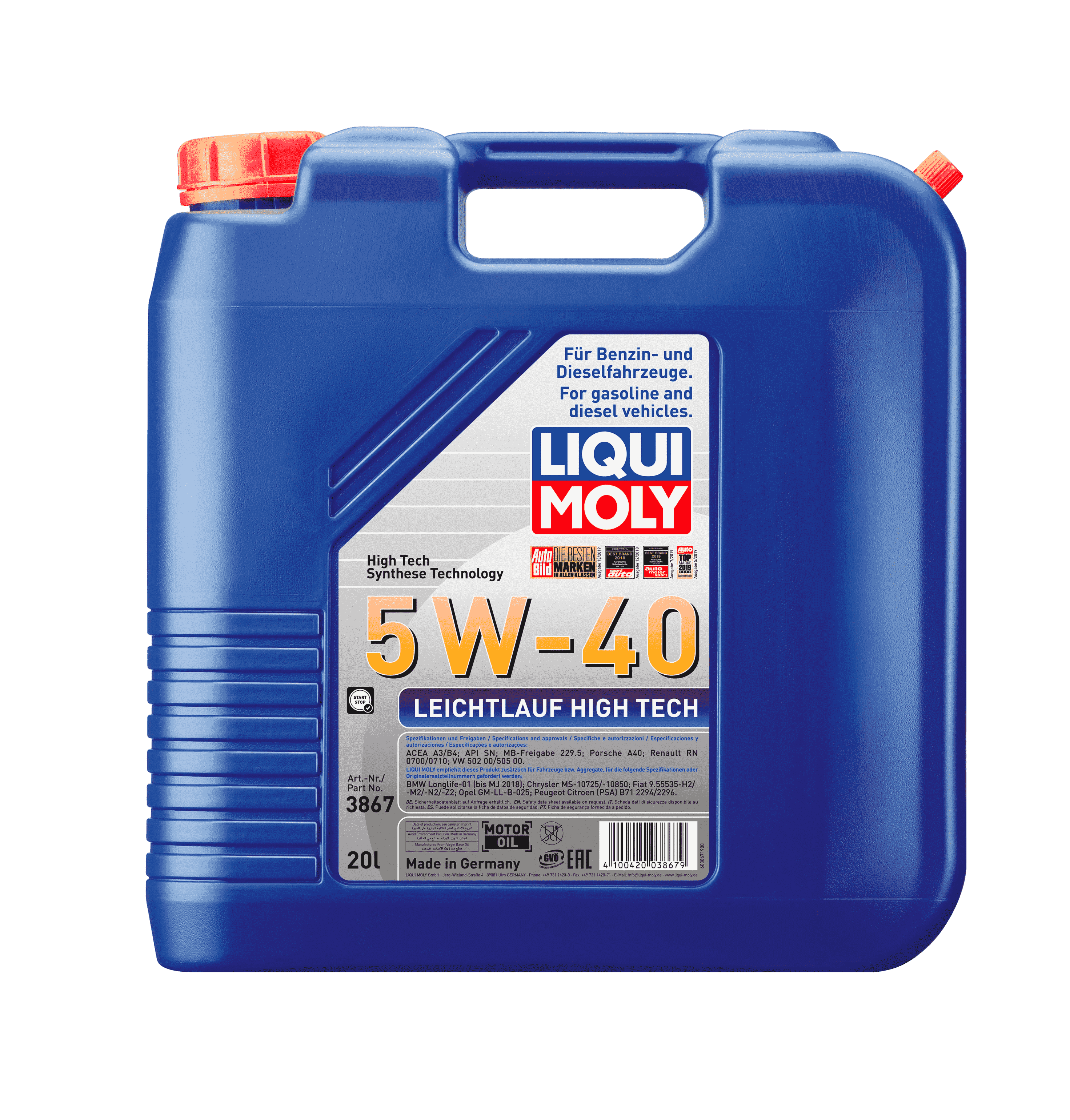 Моторное масло Liqui Moly Leichtlauf High Tech 5W-40, 20л